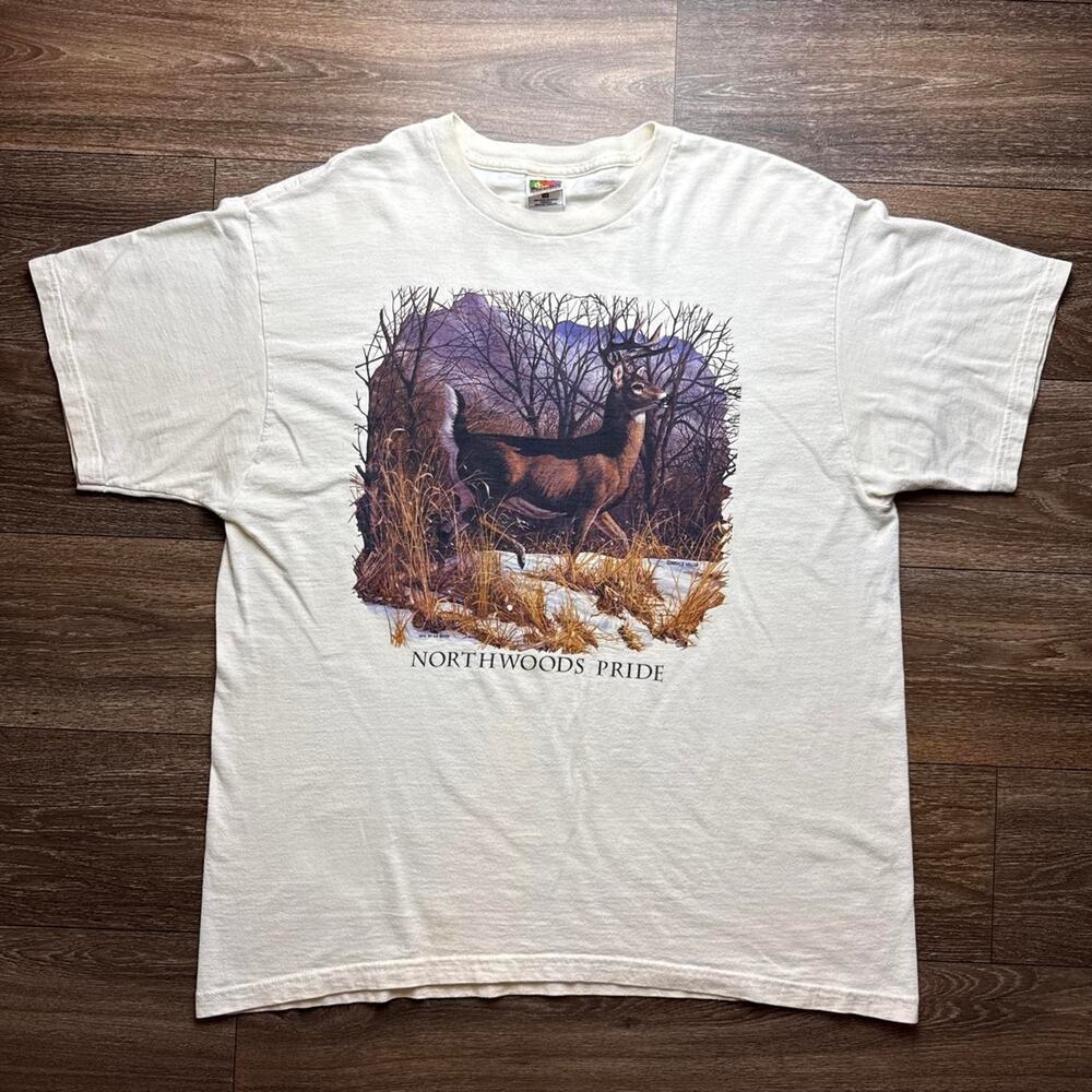 1990s White Northwoods Pride Deer Graphic Tee